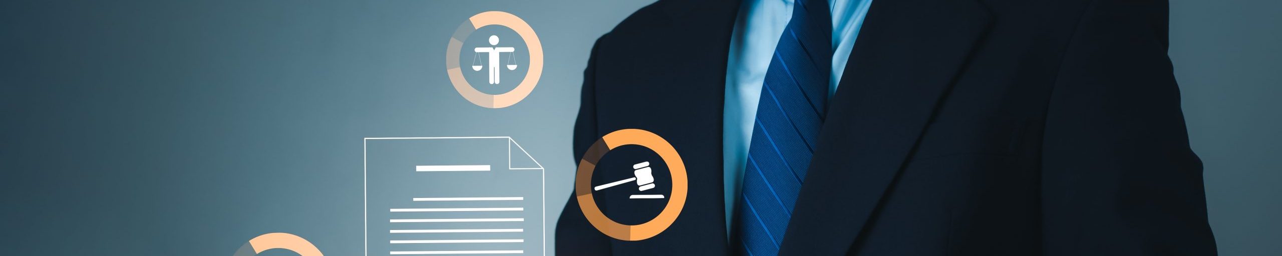 Lawyer,Man,Holding,Tablet,And,Virtual,Global,Law,Icons,On